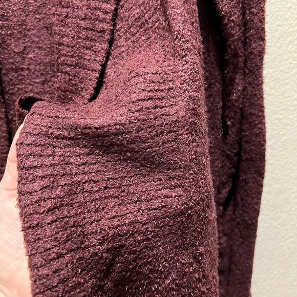 Max & Mia Maroon Red Fleece Cozy Knit Long Open Front Cardigan Swater Size Large - Picture 4 of 6